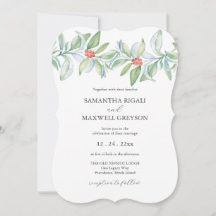 Christmas Wedding Invitation Watercolor Greenery