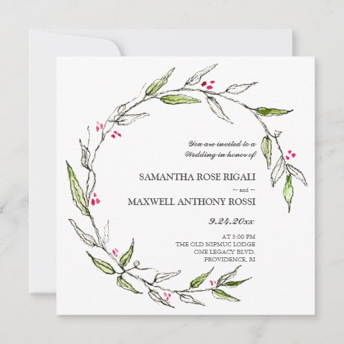 Christmas Wedding Invitations Botanical