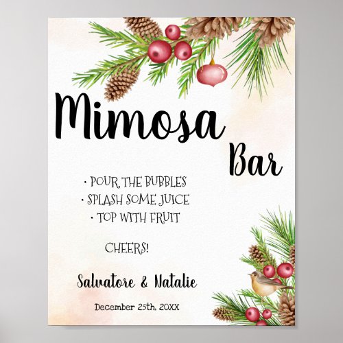 Christmas Wedding Mimosa Bar Bridal Shower  Poster