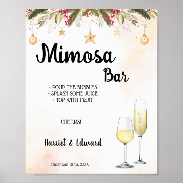 Christmas Wedding Mimosa Bar Bridal Shower  Poster (Front)
