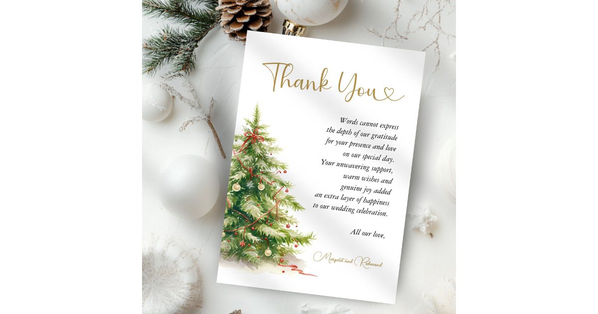 Christmas Wedding Modern Elegant Thank You Card Zazzle — free download