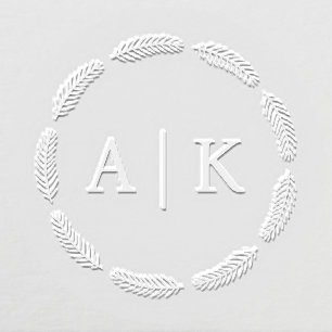 Christmas Wedding Monogram Greenery Wreath Embosser