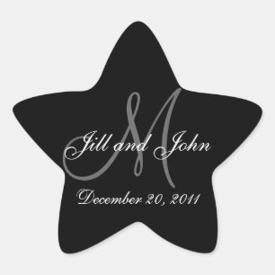 Christmas Wedding Monogram Sticker Star Shaped