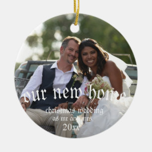 christmas wedding,our first married,christmas 2020 ceramic ornament