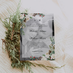 Christmas Wedding   Photo Invitation with Overlay