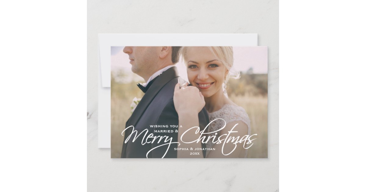 Newlyweds Bride and Groom Personalised Winter Wedding Card Couple Snowflakes