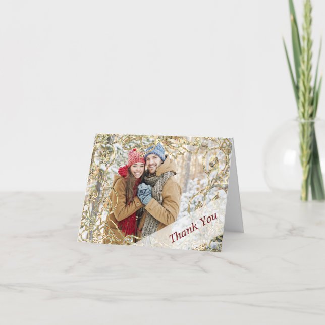 Christmas Wedding Photo Thank You Card (Front)