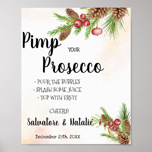 Christmas Wedding Pimp your Prosecco Sign