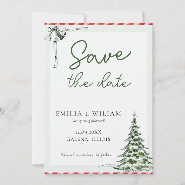Christmas Wedding Save the Date Photo Card (Front)