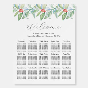 Christmas Wedding Seating Chart Watercolor Foam Board