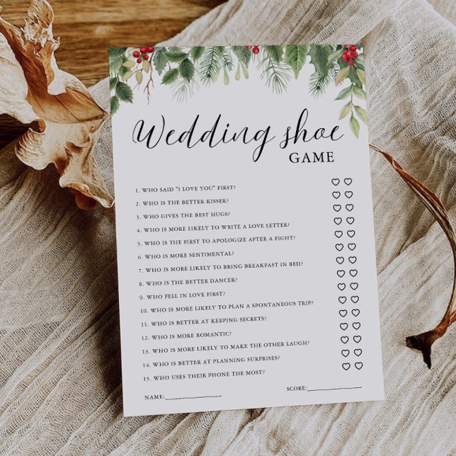 Christmas Wedding Shoe Game Template, Minimalist  Invitation (Christmas Wedding Shoe Game Template, Minimalist Invitation)