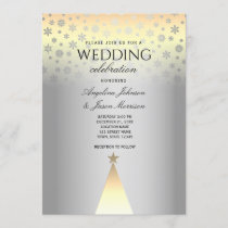 Christmas Wedding Silver and Gold Snowflakes Invitation