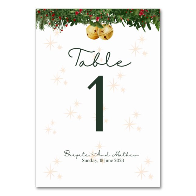 Christmas Wedding Table number (Front)