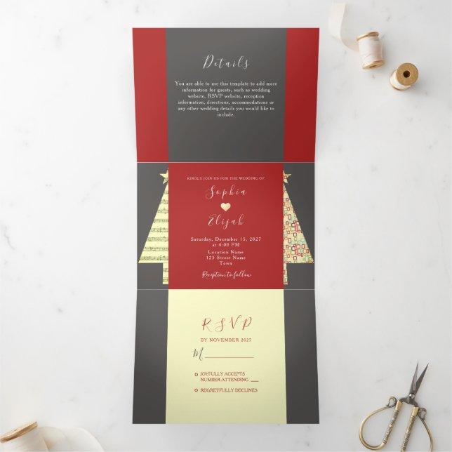 Christmas Wedding Tri-Fold Invitation (Inside)