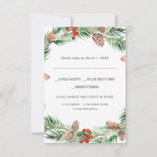 Christmas Wedding Watercolor RSVP w/Meal Choice