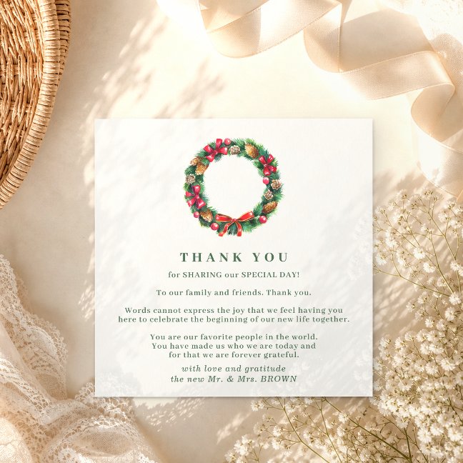 Christmas Wedding Winter Forest thank you Invitation