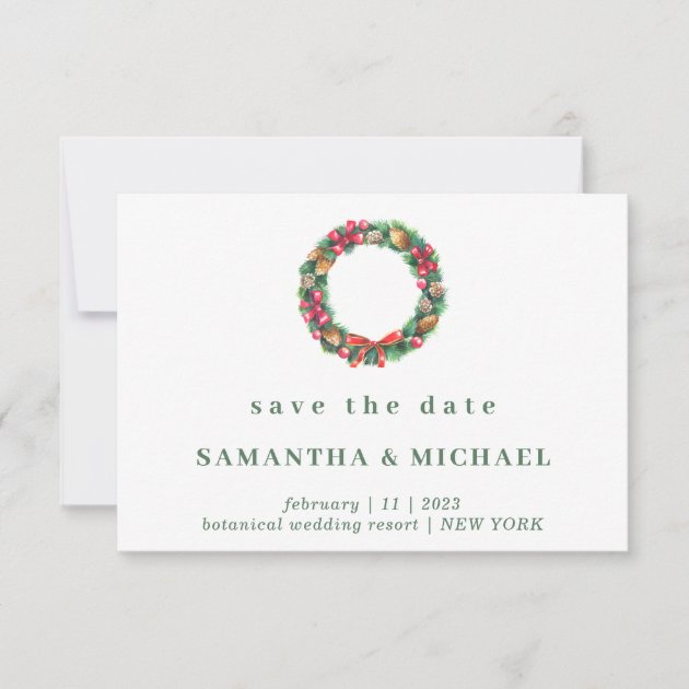 Christmas Wedding Winter ornament Forest Save Date Invitation
