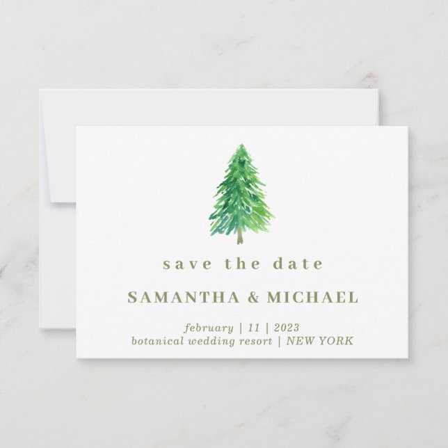 Christmas Wedding Winter Tree Forest Save Date Invitation (Front)
