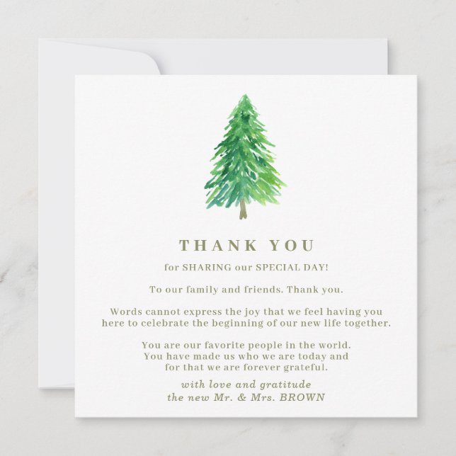Christmas Wedding Winter Tree Forest thank you Invitation (Front)