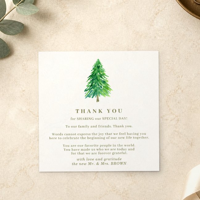 Christmas Wedding Winter Tree Forest thank you Invitation