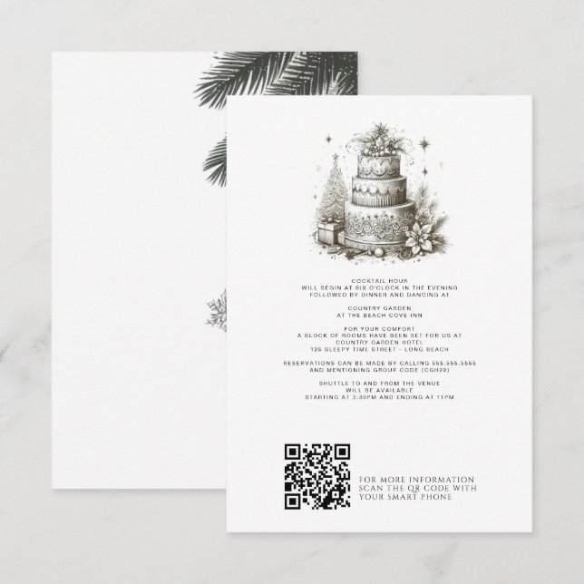Christmas Wedding with Details and QR Enclosure Card (Front/Back)