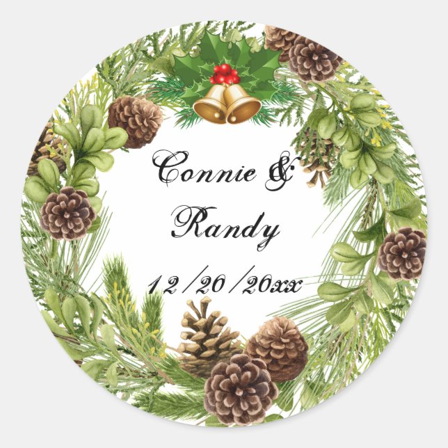 Christmas Wedding Wreath Sticker (Front)