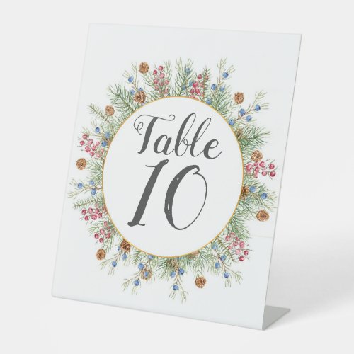 Christmas Wedding Wreath Table Numbers Pedestal Sign