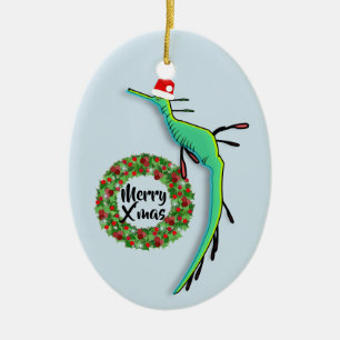 Christmas Weedy Sea Dragon Ceramic Ornament