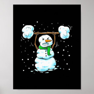 Christmas Weightlifting Snowman Shirt Funny Snowma Poster