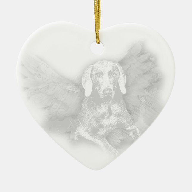 CHRISTMAS WEIMARANER ANGEL CERAMIC ORNAMENT (Front)