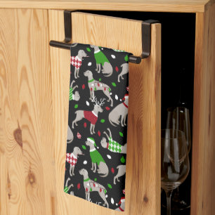 Christmas Weimaraner Dog Kitchen Towel