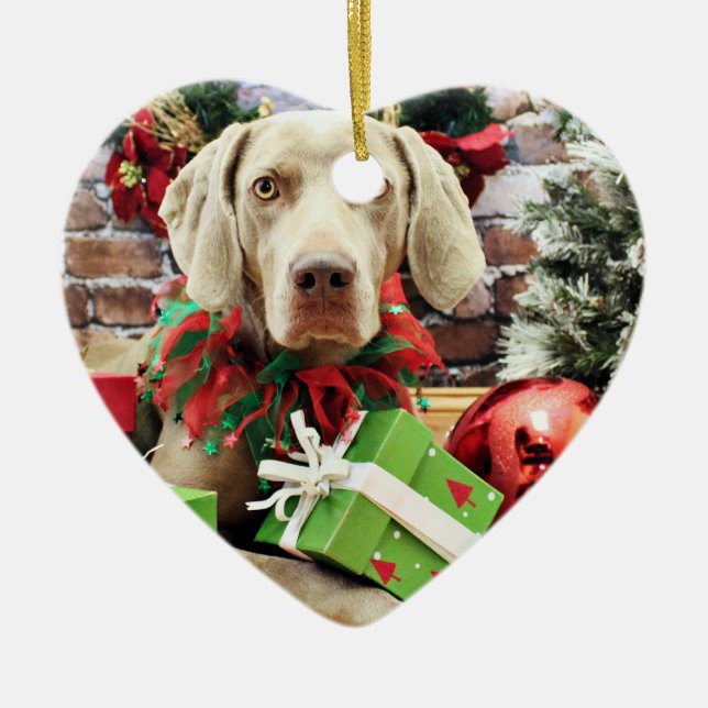 Christmas - Weimaraner - Lucy Ceramic Ornament (Front)