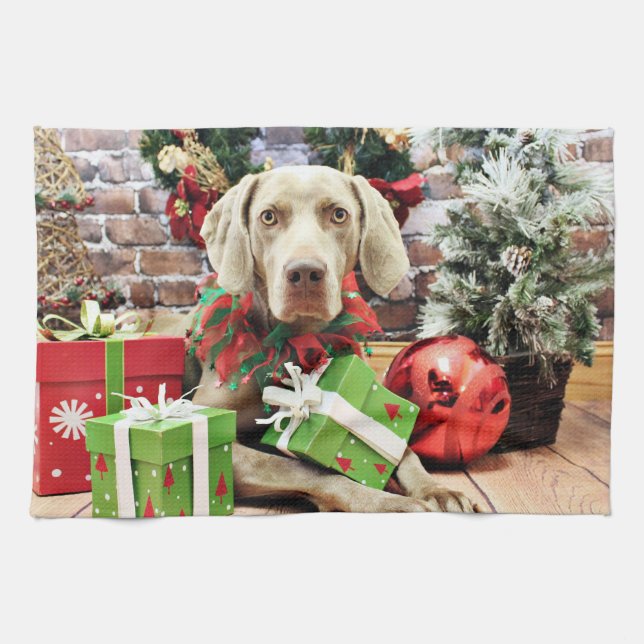 Christmas - Weimaraner - Lucy Kitchen Towel (Horizontal)