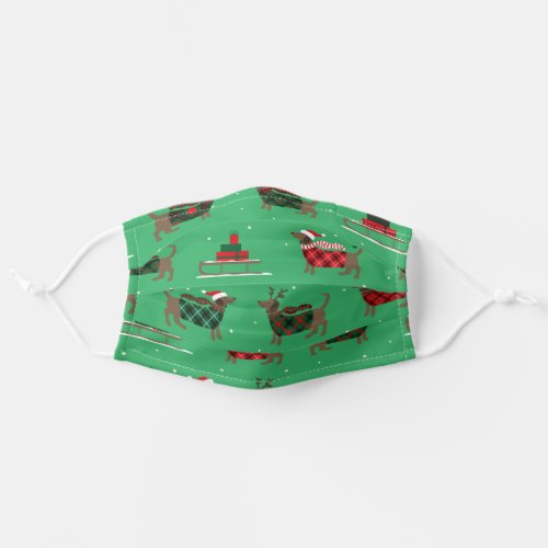 Christmas Weiner Dachshund Dogs In Sweaters Adult Cloth Face Mask