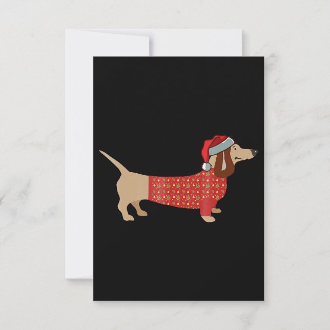 Christmas Weiner Dachshund Doxie In Dog RSVP Card (Front)