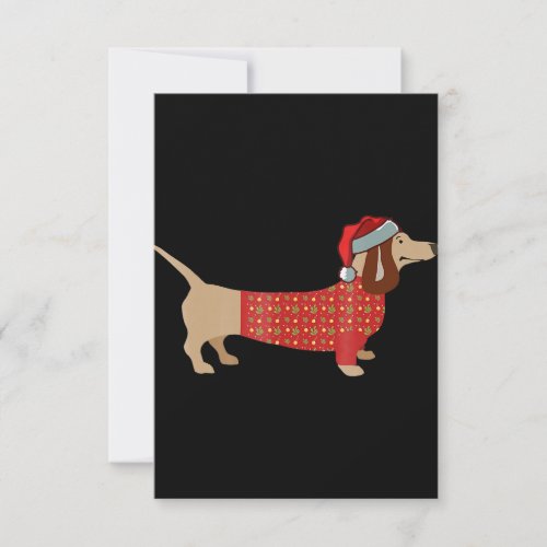 Christmas Weiner Dachshund Doxie In Dog Thank You Card