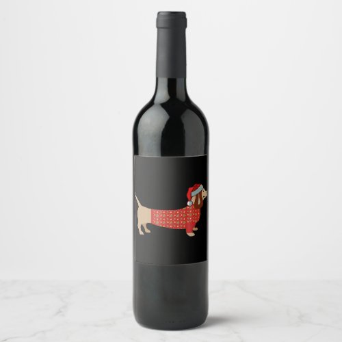 Christmas Weiner Dachshund Doxie In Dog Wine Label
