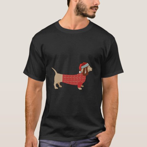 Christmas Weiner Daschund T_Shirt Doxie In Dog Dre