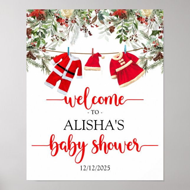 Christmas Welcome Baby Shower Sign (Front)