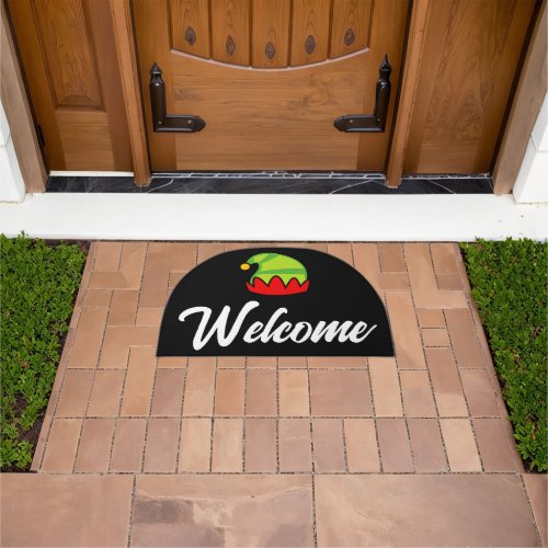 Christmas welcome door mat with elf hat