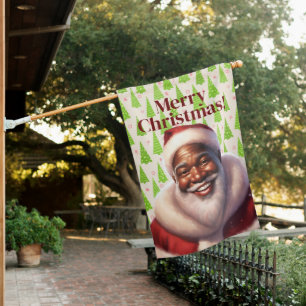 Christmas Welcome Family Name Santa House Flag