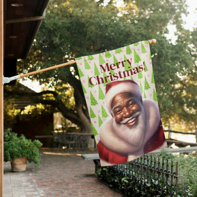 Christmas Welcome Family Name Santa  House Flag (In SItu)