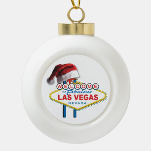 Christmas Welcome to Las Vegas sign Ceramic Ball Christmas Ornament