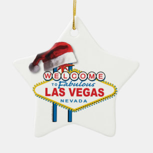 Christmas Welcome to Las Vegas Sign Ceramic Ornament