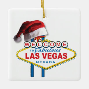 Christmas Welcome to Las Vegas Sign Ceramic Ornament