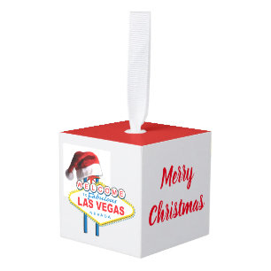 Christmas Welcome to Las Vegas Sign Cube Ornament