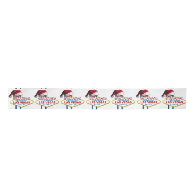 Christmas Welcome to Las Vegas Sign Satin Ribbon (Front)