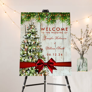 Christmas Welcome Wedding Tree, Lights & Ribbon Foam Board