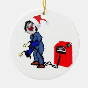 Christmas Welder Ceramic Ornament