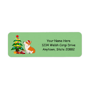 Christmas Welsh Corgi Cartoon Label